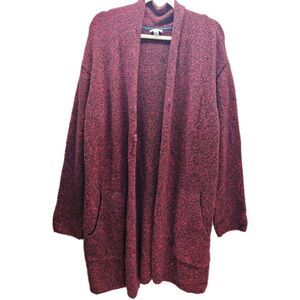 Pure Jill Womens Red Speckled Cardigan Midi Wool Blend Open Front Medium  J....